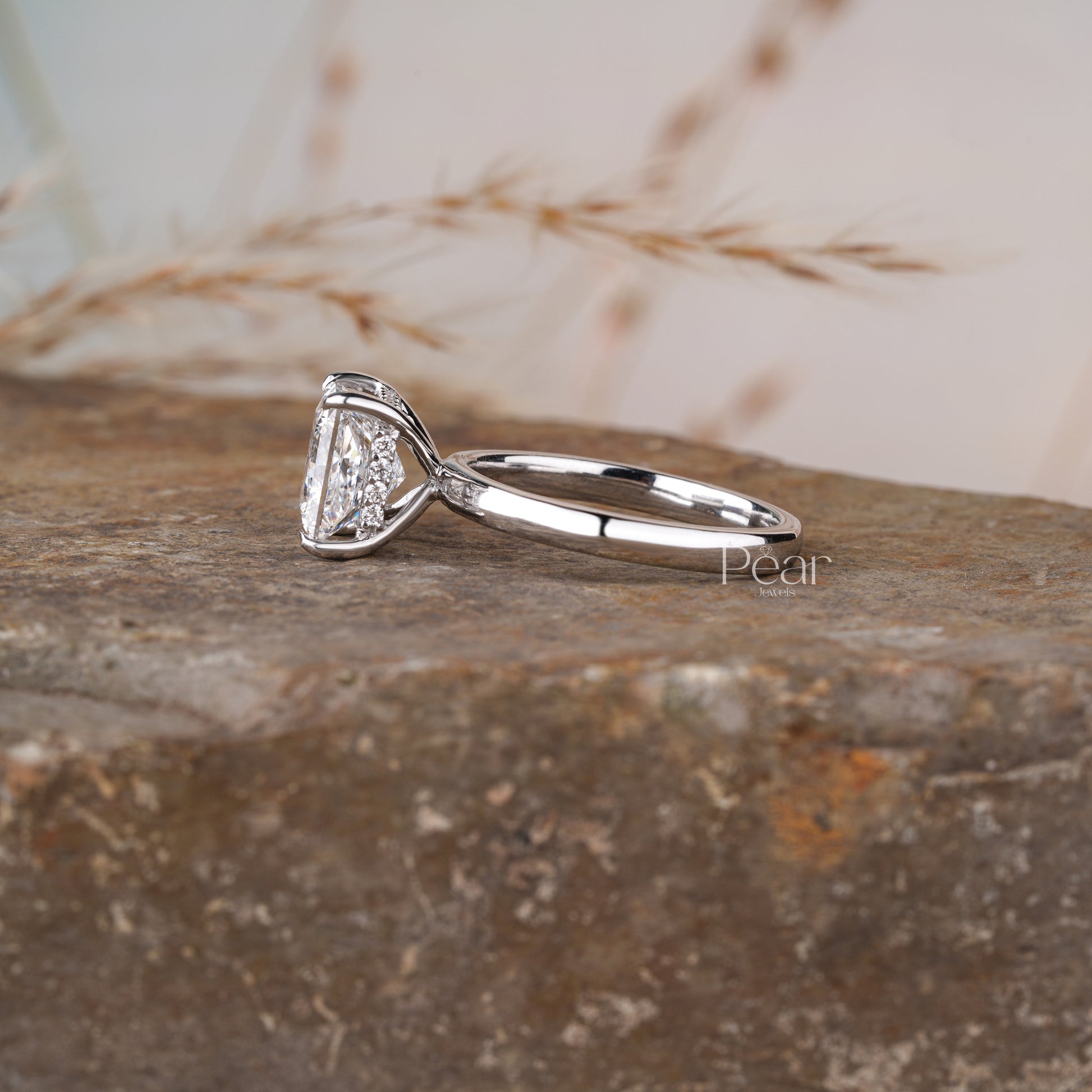 Princess Lab grown Diamond Wedding Band - Pear Jewels