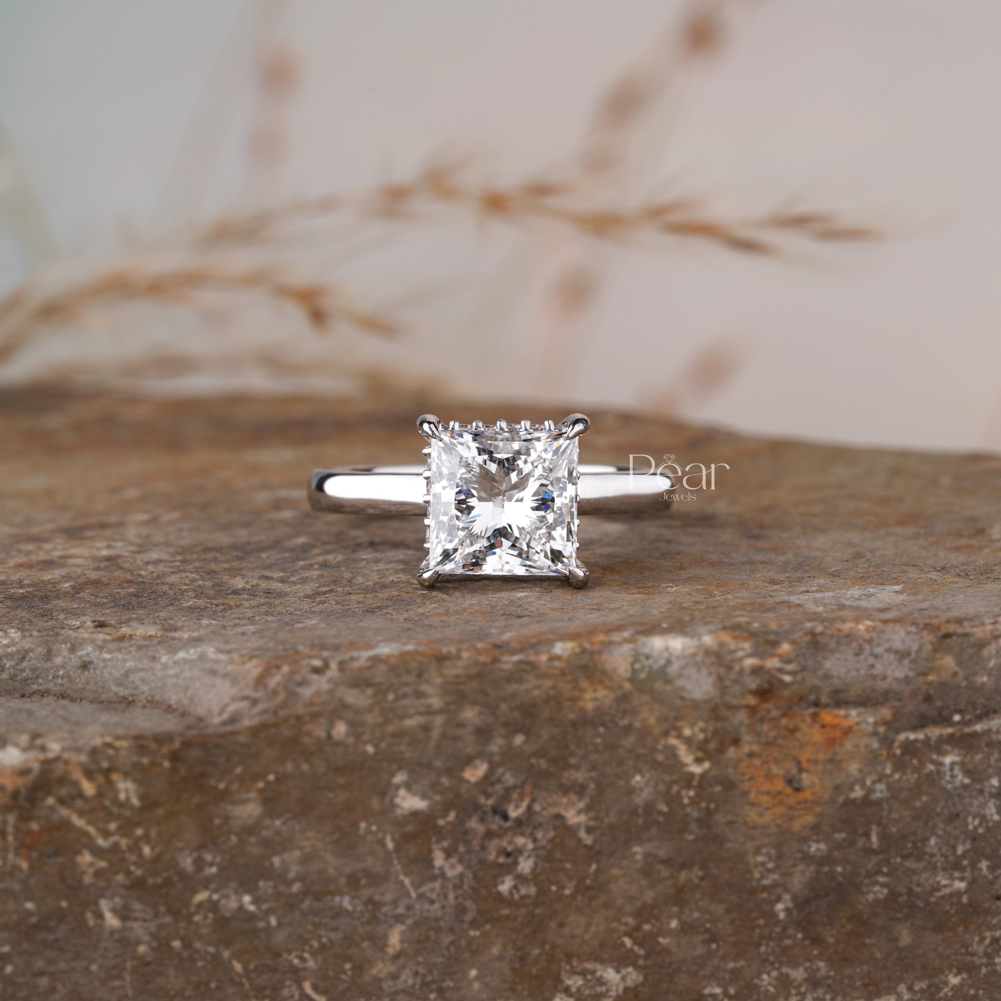 Princess Lab grown Diamond Wedding Band - Pear Jewels