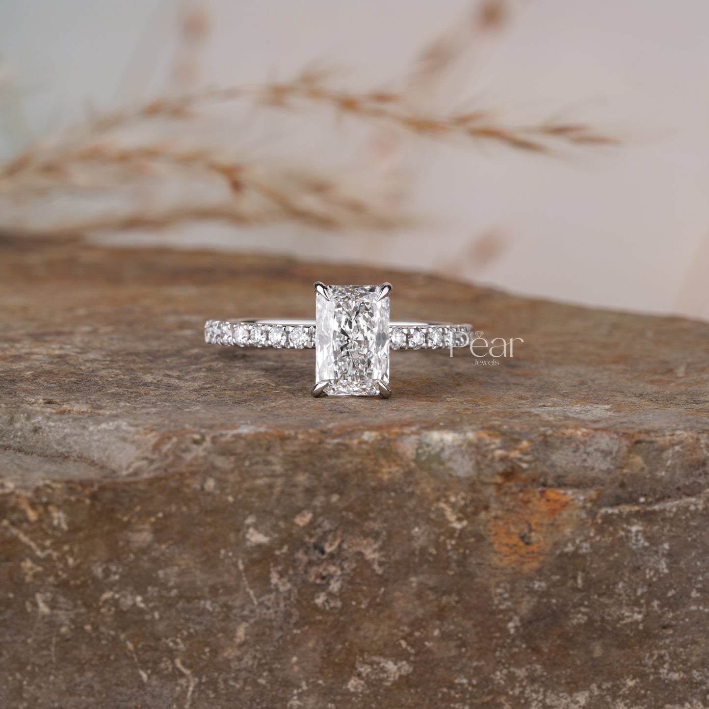 Radiant Lab grown Diamond Wedding Band - Pear Jewels