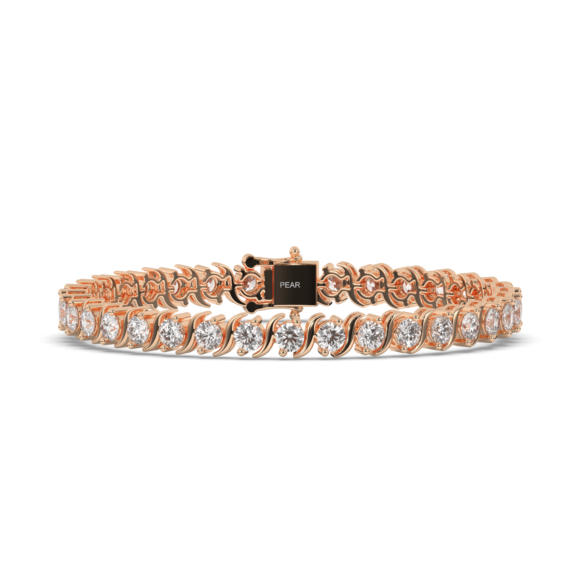 Round Cut Lab grown Diamond S-type Tennis Bracelet - Pear Jewels
