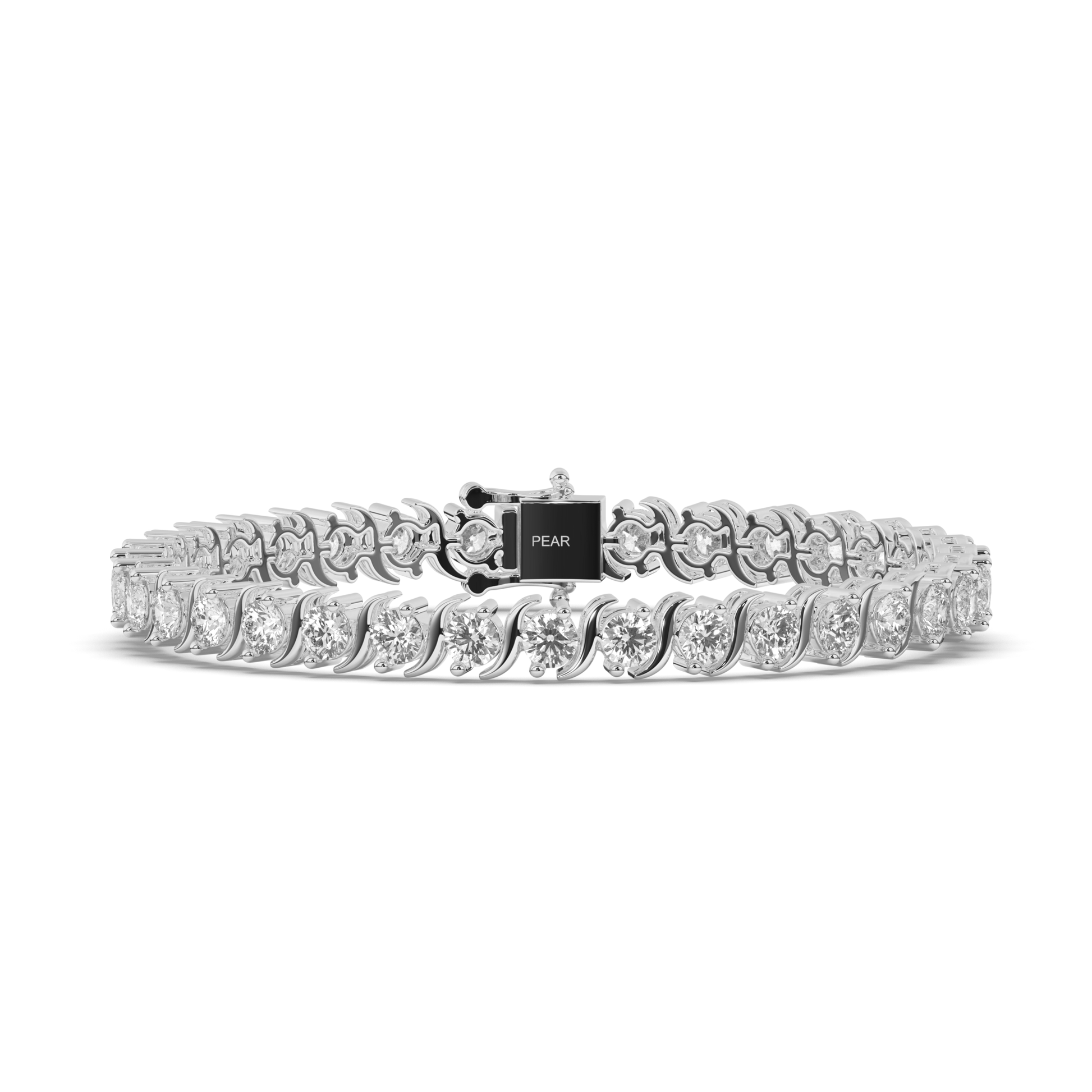 Round Cut Lab grown Diamond S-type Tennis Bracelet - Pear Jewels
