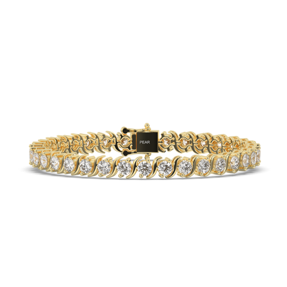 Round Cut Lab grown Diamond S-type Tennis Bracelet - Pear Jewels