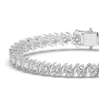 Round Cut Lab grown Diamond S-type Tennis Bracelet - Pear Jewels