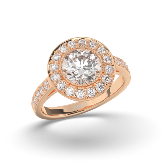 Round Lab-Grown Diamond Halo Engagement Ring - Pear Jewels