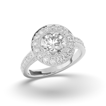 Round Lab-Grown Diamond Halo Engagement Ring - Pear Jewels