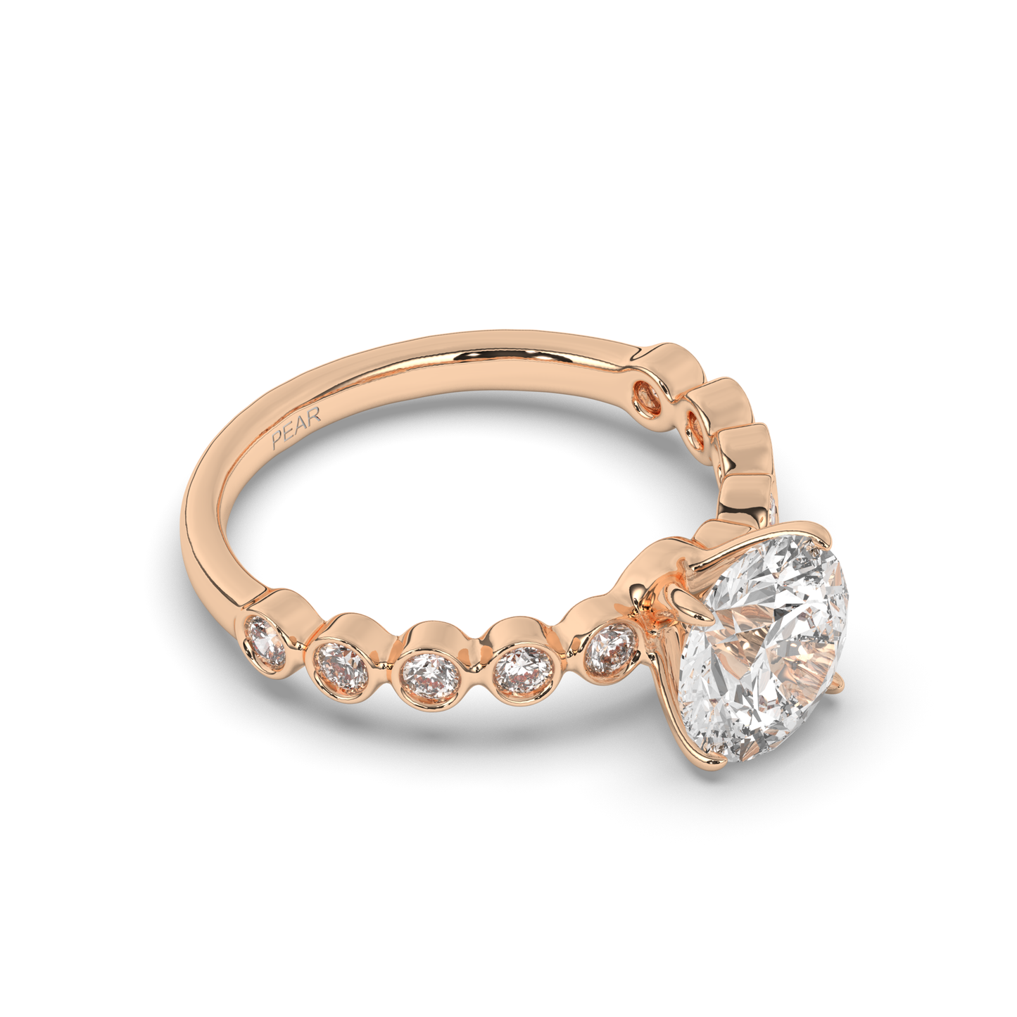 Round Lab-Grown Diamond Solitaire Engagement Ring - Pear Jewels