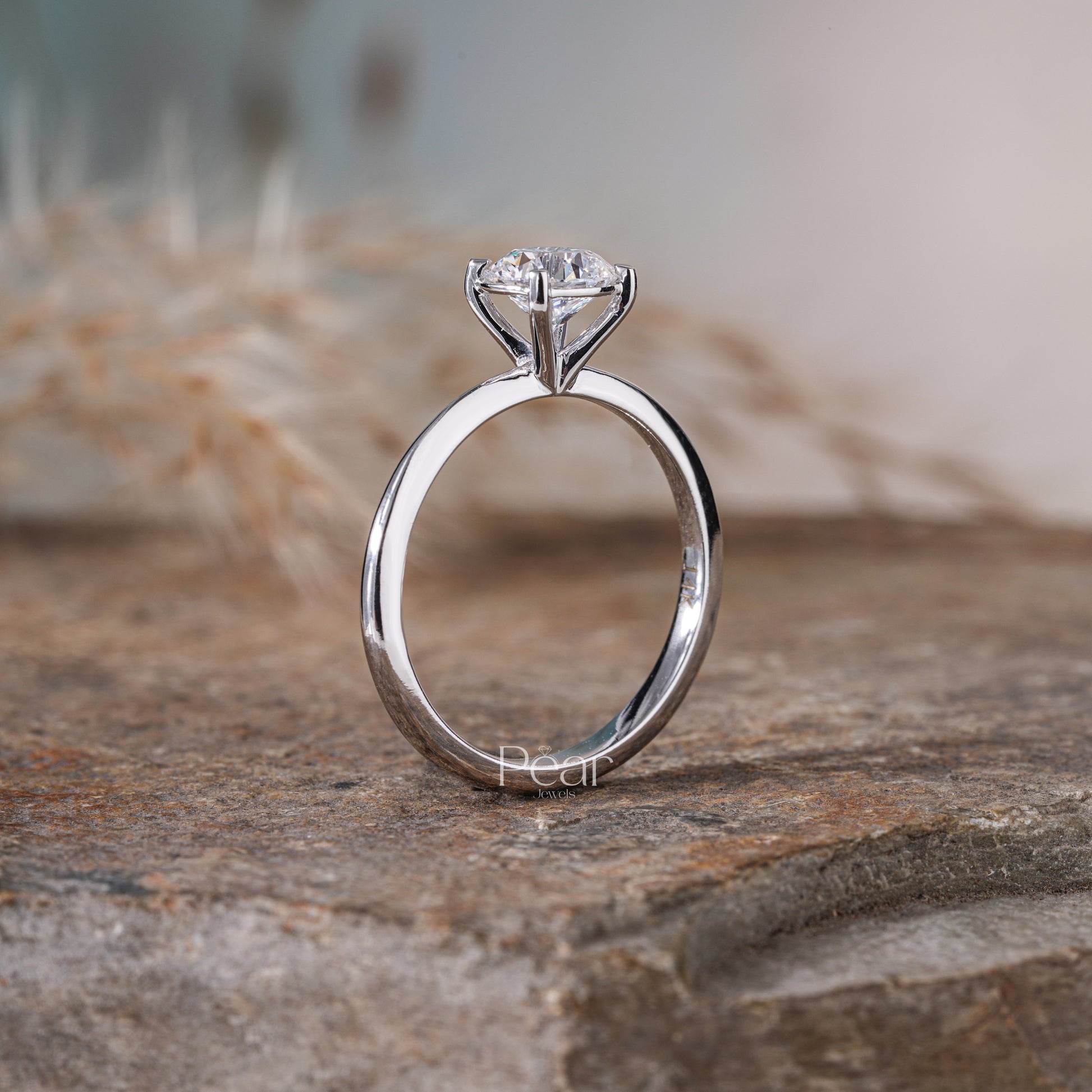 Round Solitaire Lab-Grown Diamond Proposal Ring - Pear Jewels
