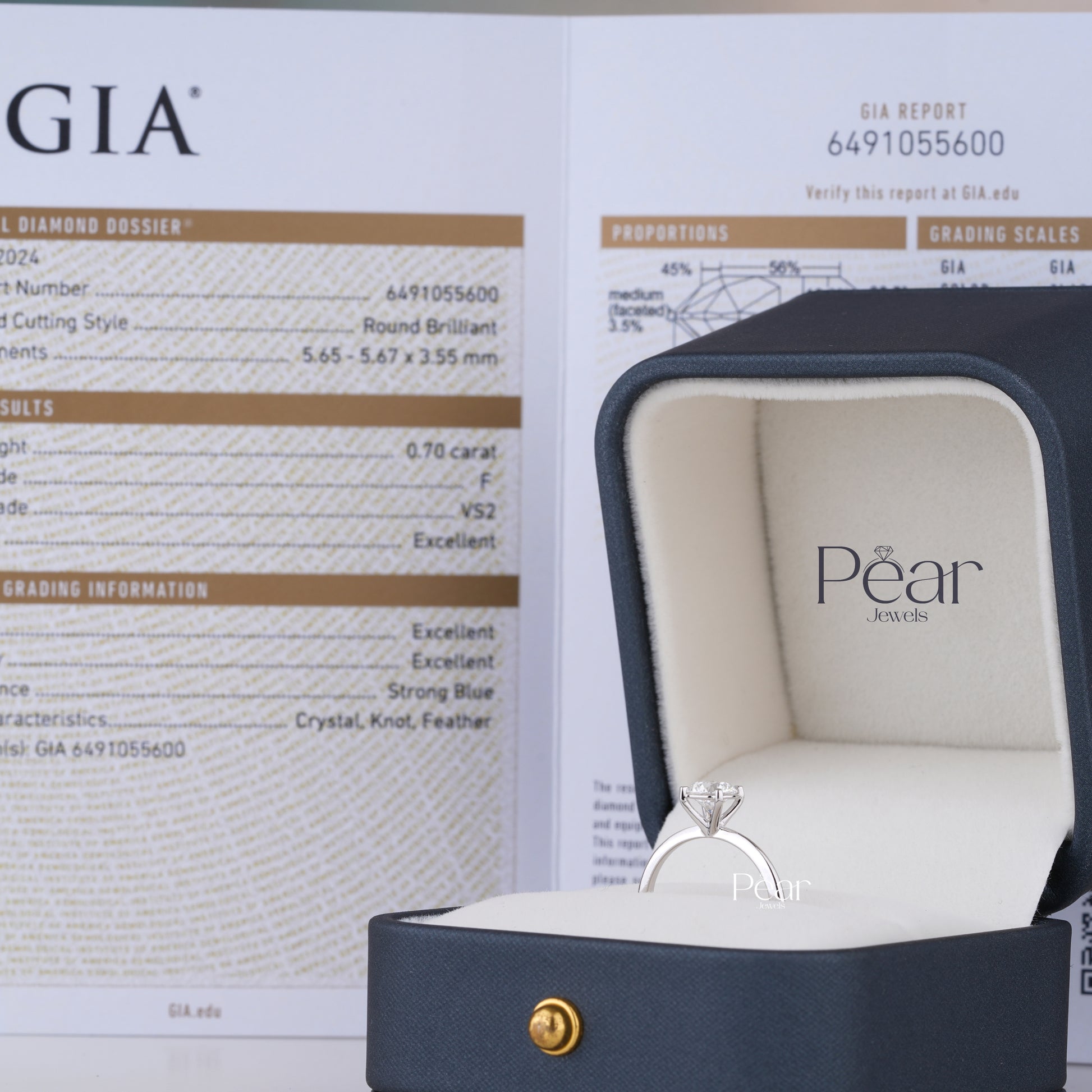 Round Solitaire Lab-Grown Diamond Proposal Ring - Pear Jewels