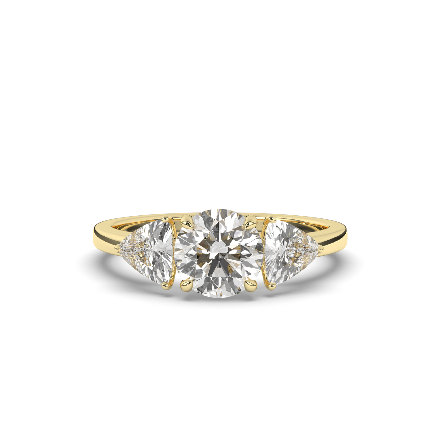 Three-Stone Round & Trillion Lab-Grown Diamond Ring - Pear Jewels