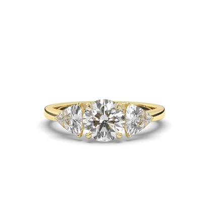 Three-Stone Round & Trillion Lab-Grown Diamond Ring - Pear Jewels