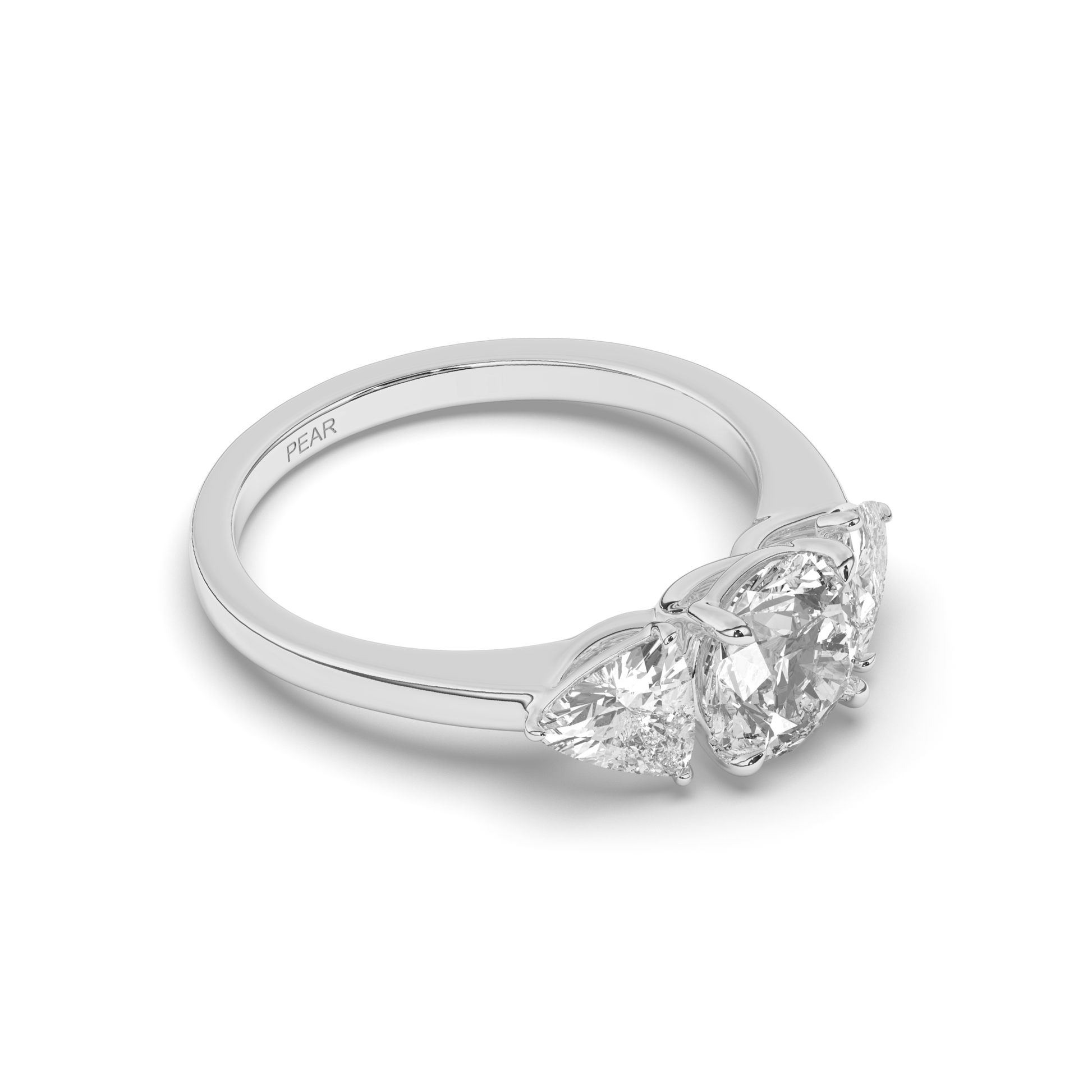 Three-Stone Round & Trillion Lab-Grown Diamond Ring - Pear Jewels
