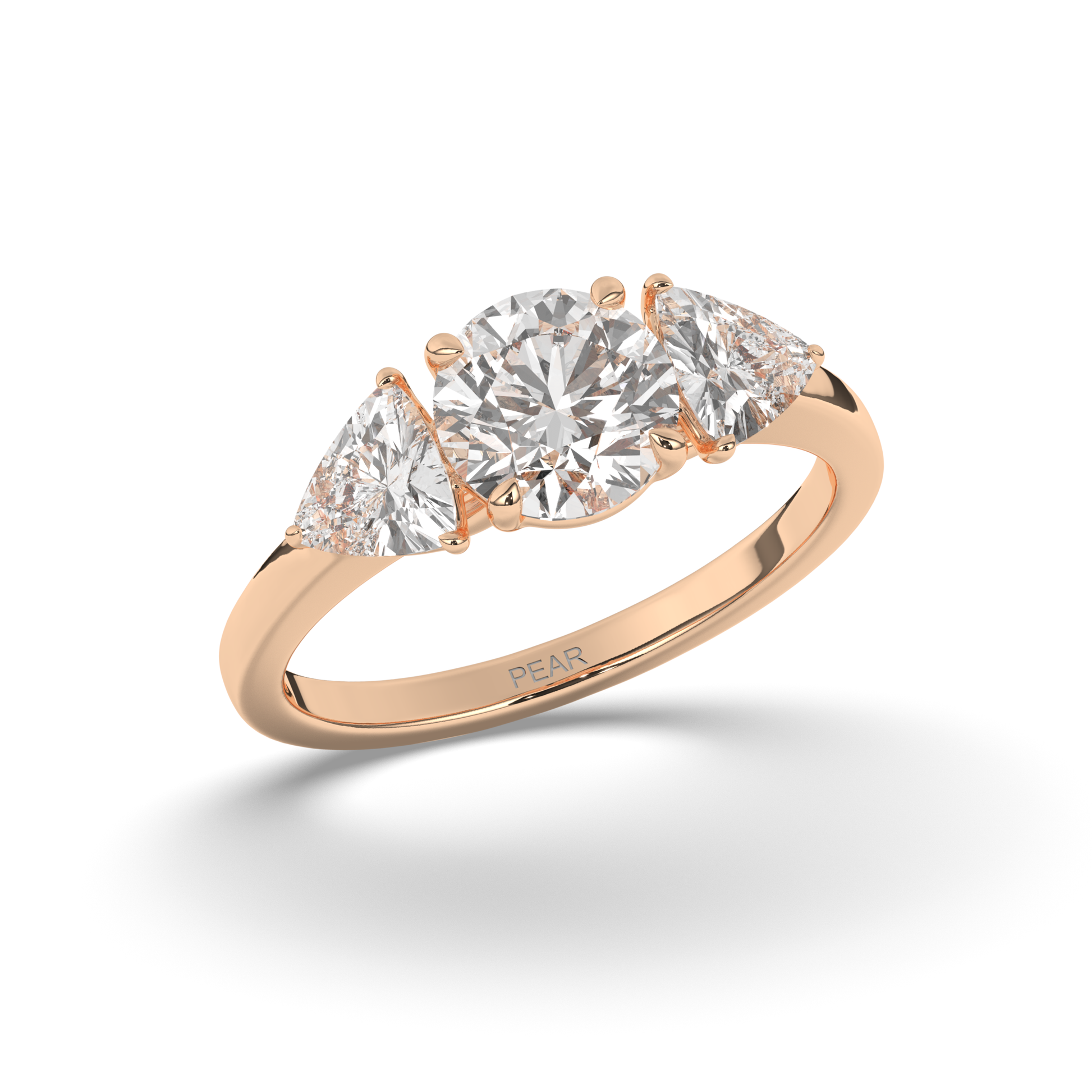 Three-Stone Round & Trillion Lab-Grown Diamond Ring - Pear Jewels