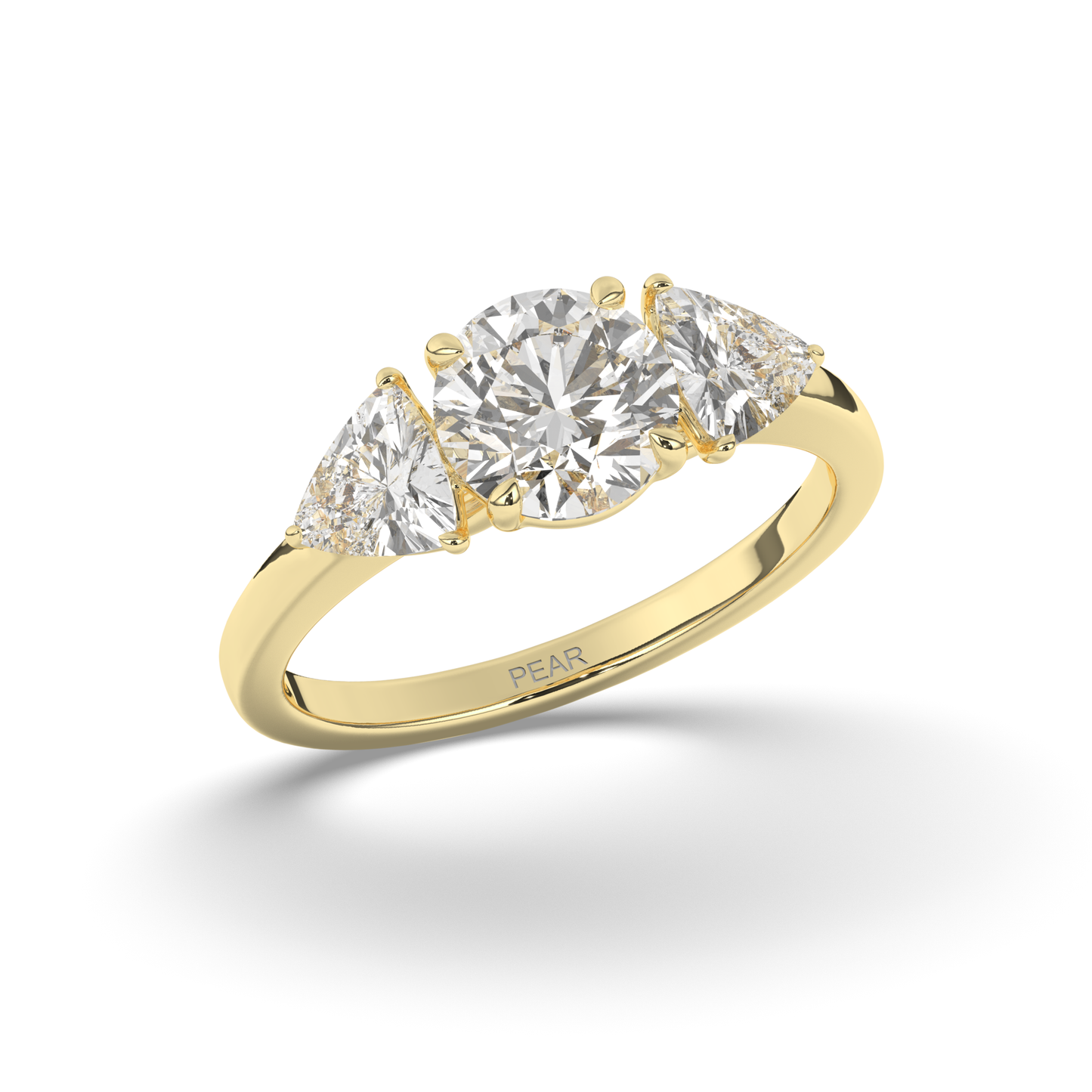 Three-Stone Round & Trillion Lab-Grown Diamond Ring - Pear Jewels