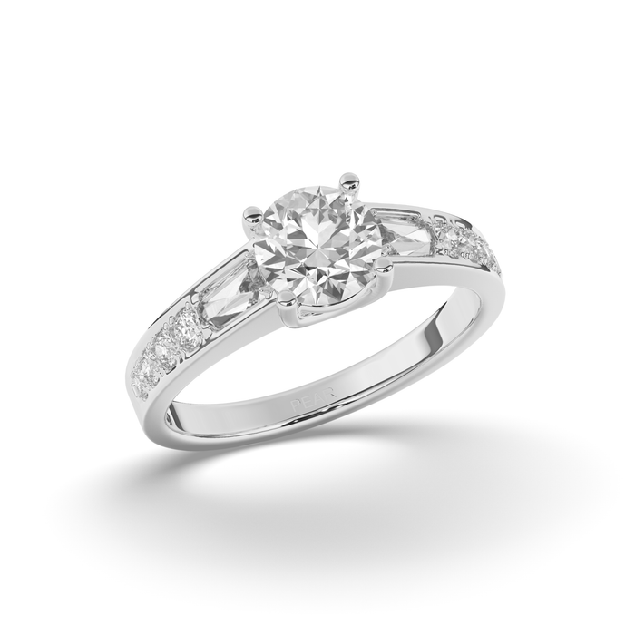 Three Stone Elegance & Baguette Lab-Grown Diamond Ring