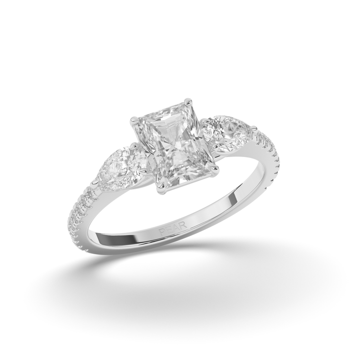 Three Stone Radiant & Pear Lab-Grown Diamond Ring