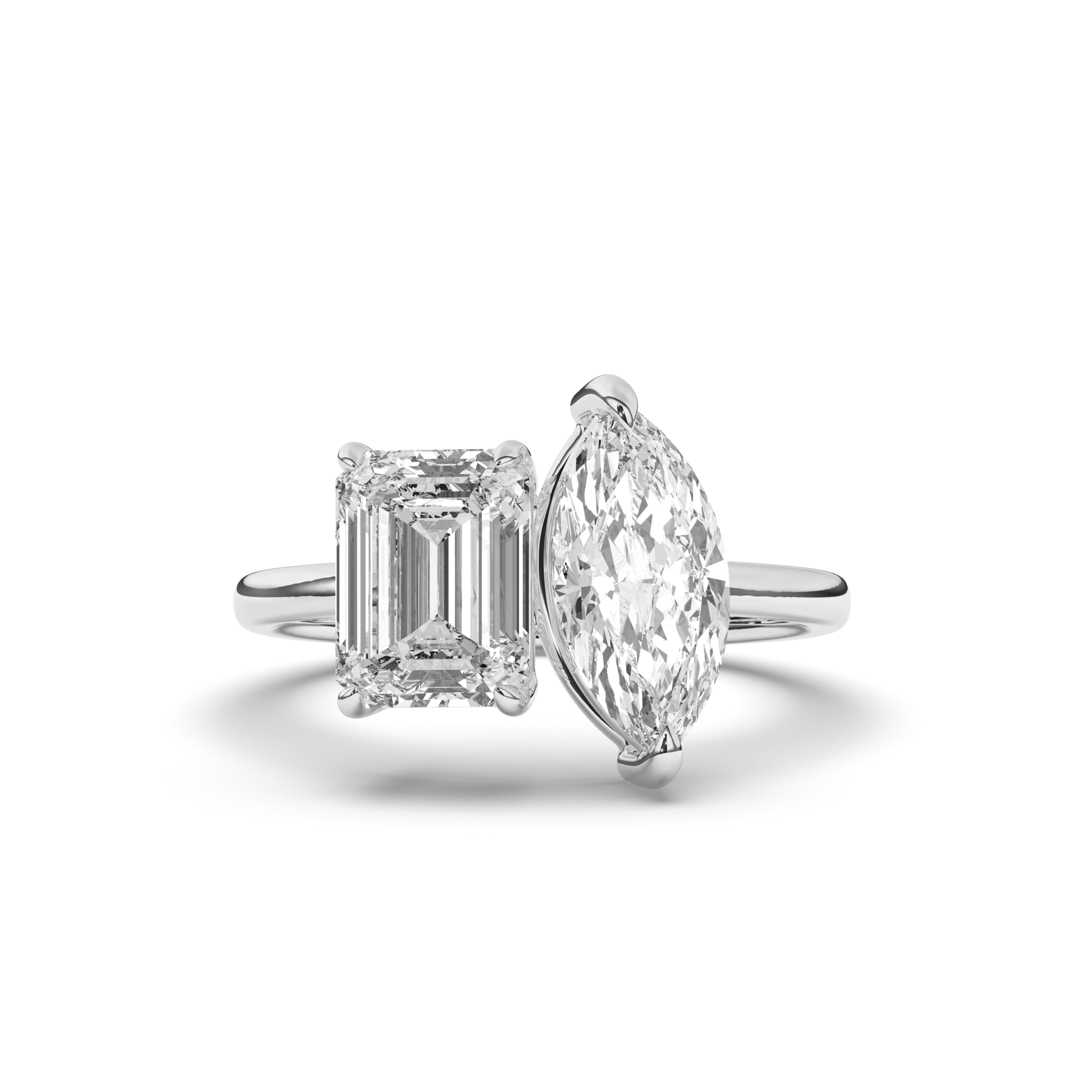 Toi Et Moi Emerald & Marquise Lab-Grown Diamond Ring - Pear Jewels