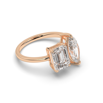 Toi Et Moi Emerald & Marquise Lab-Grown Diamond Ring - Pear Jewels