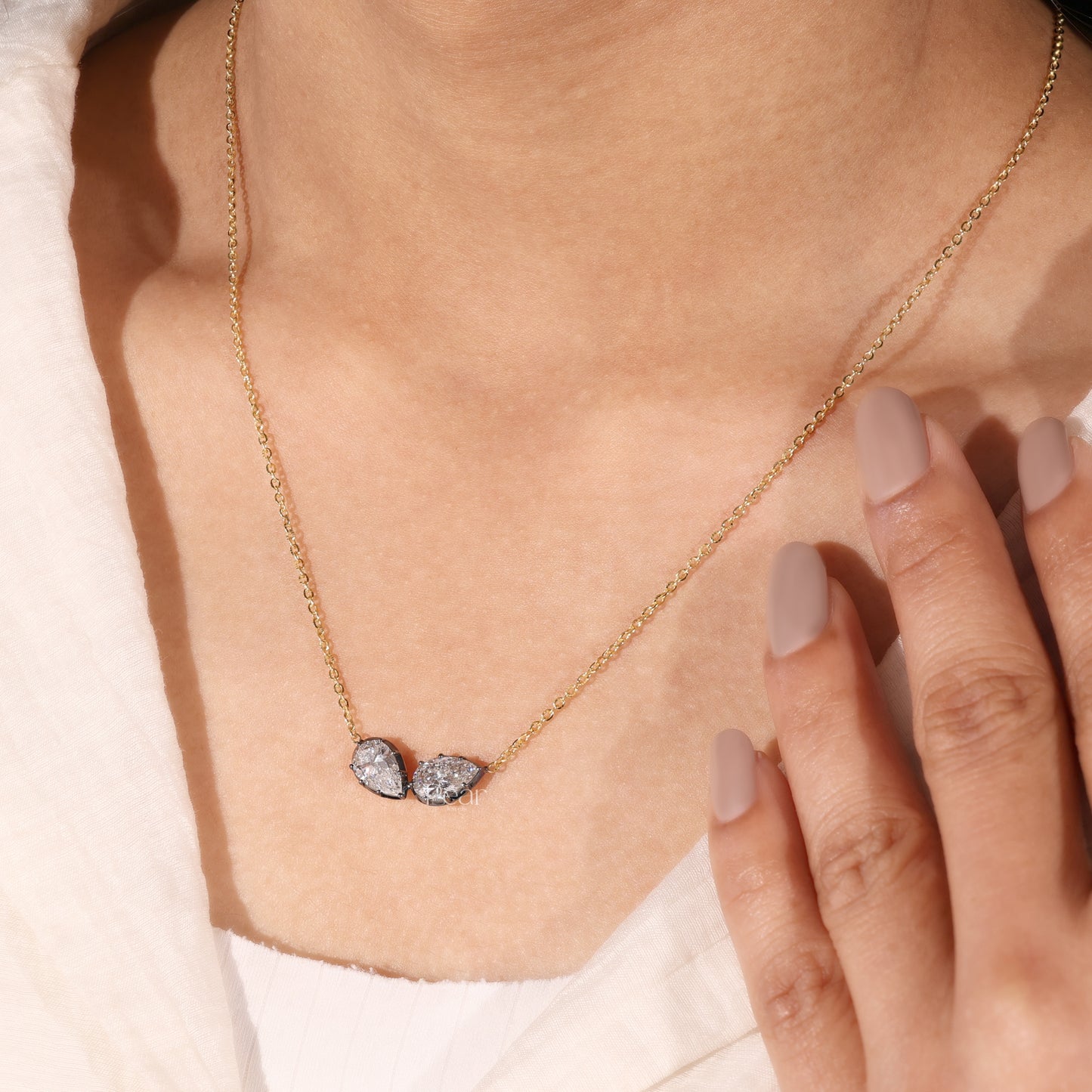 Toi Et Moi Pear Lab Grown Diamond Necklace 2CTW – Double Pear Diamond Pendant