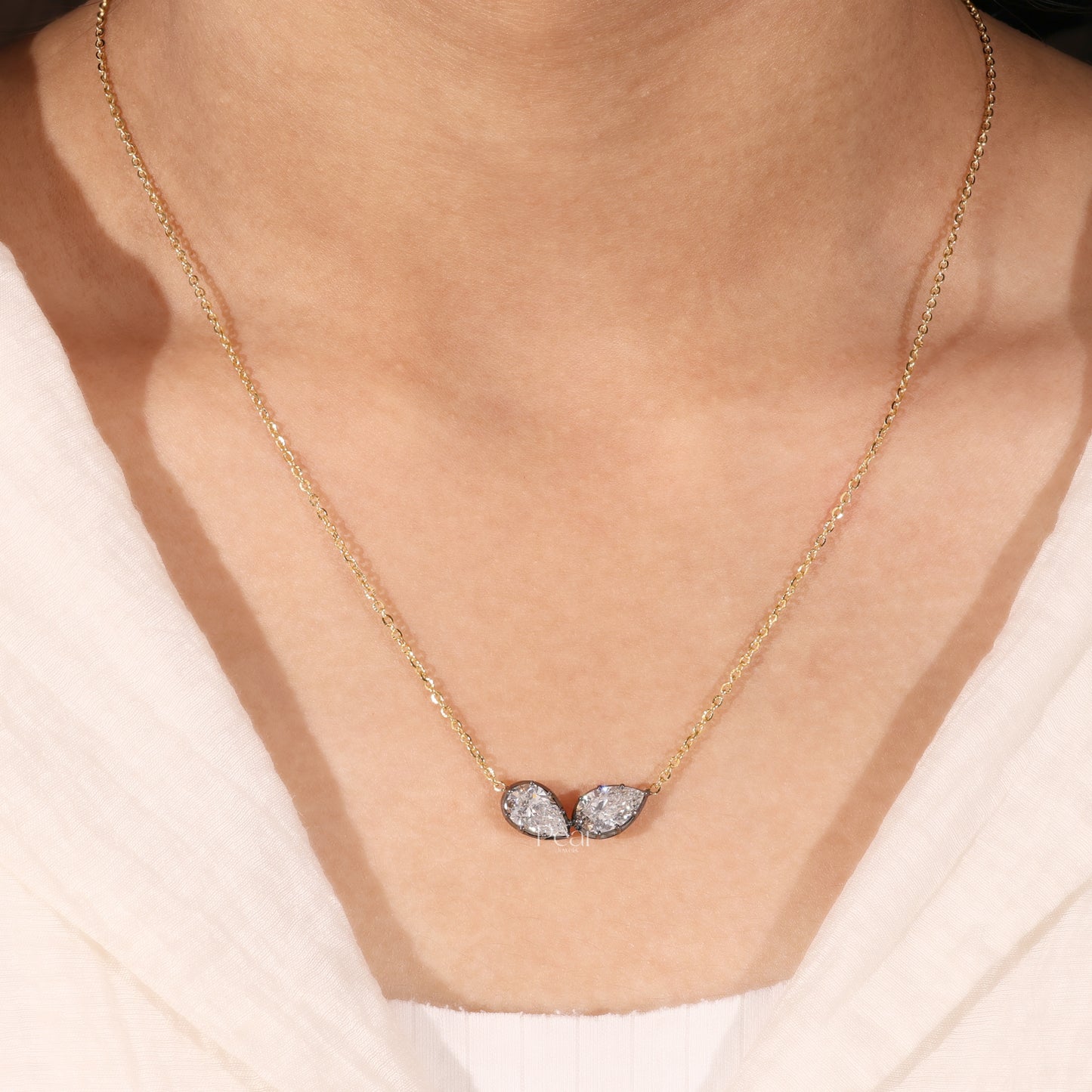 Toi Et Moi Pear Lab Grown Diamond Necklace 2CTW – Double Pear Diamond Pendant