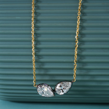 Toi Et Moi Pear Lab Grown Diamond Necklace 2CTW – Double Pear Diamond Pendant