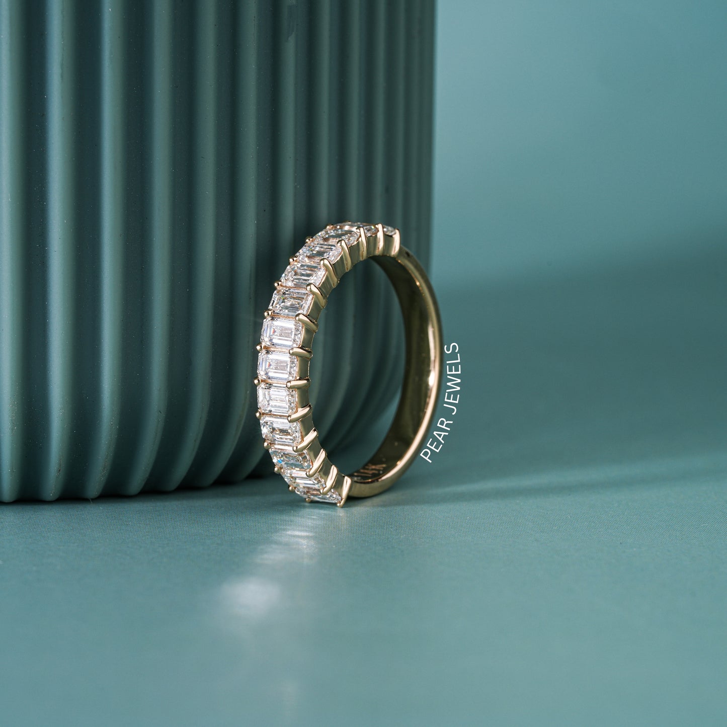 Emerald Labgrown Diamond  Half Eternity Wedding Band 1.3 TCW