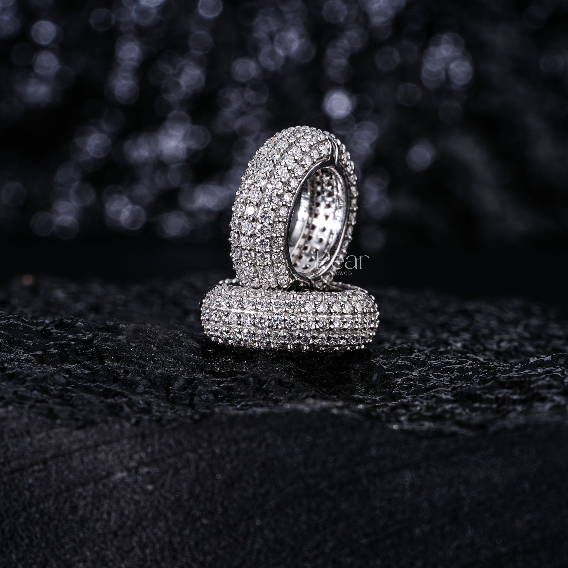 Round Diamond Hoop Labgrown Diamonds Earrings - Pear Jewels