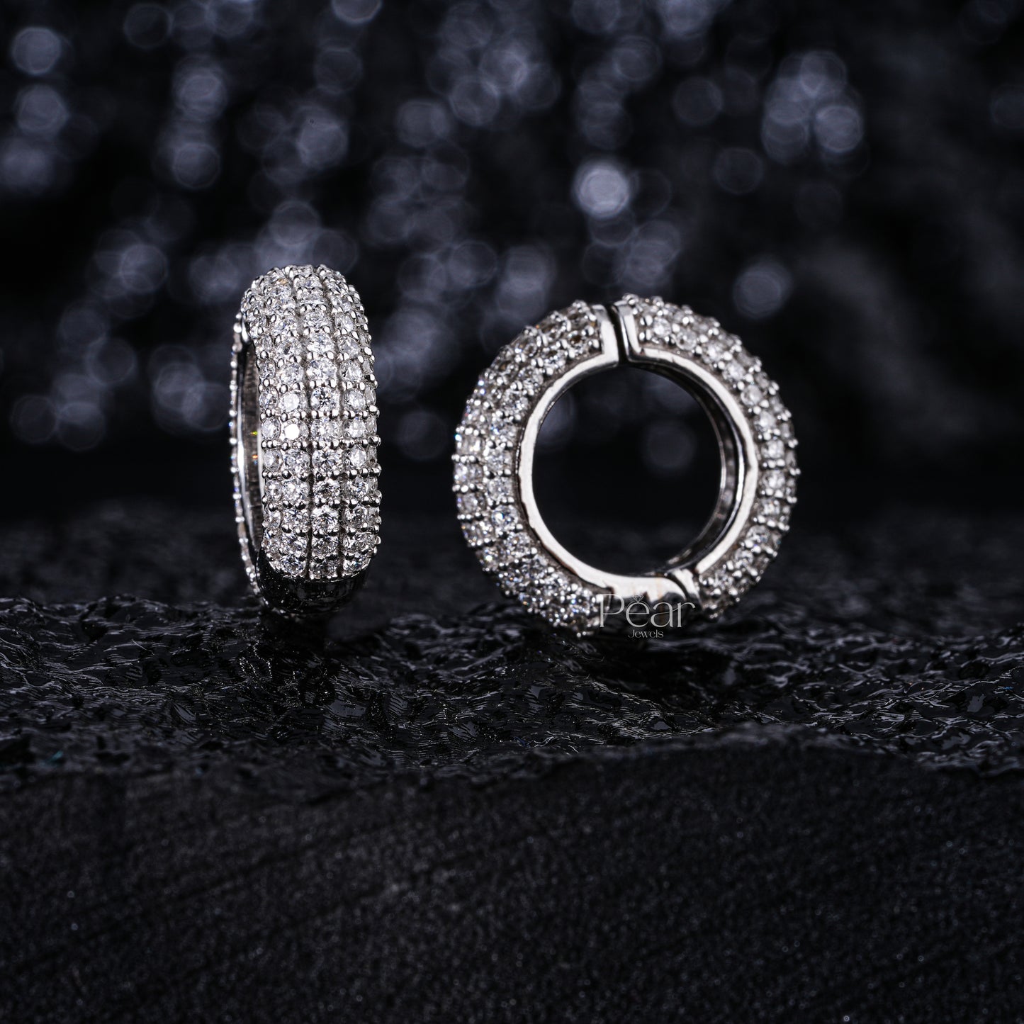 Round Diamond Hoop Labgrown Diamonds Earrings - Pear Jewels