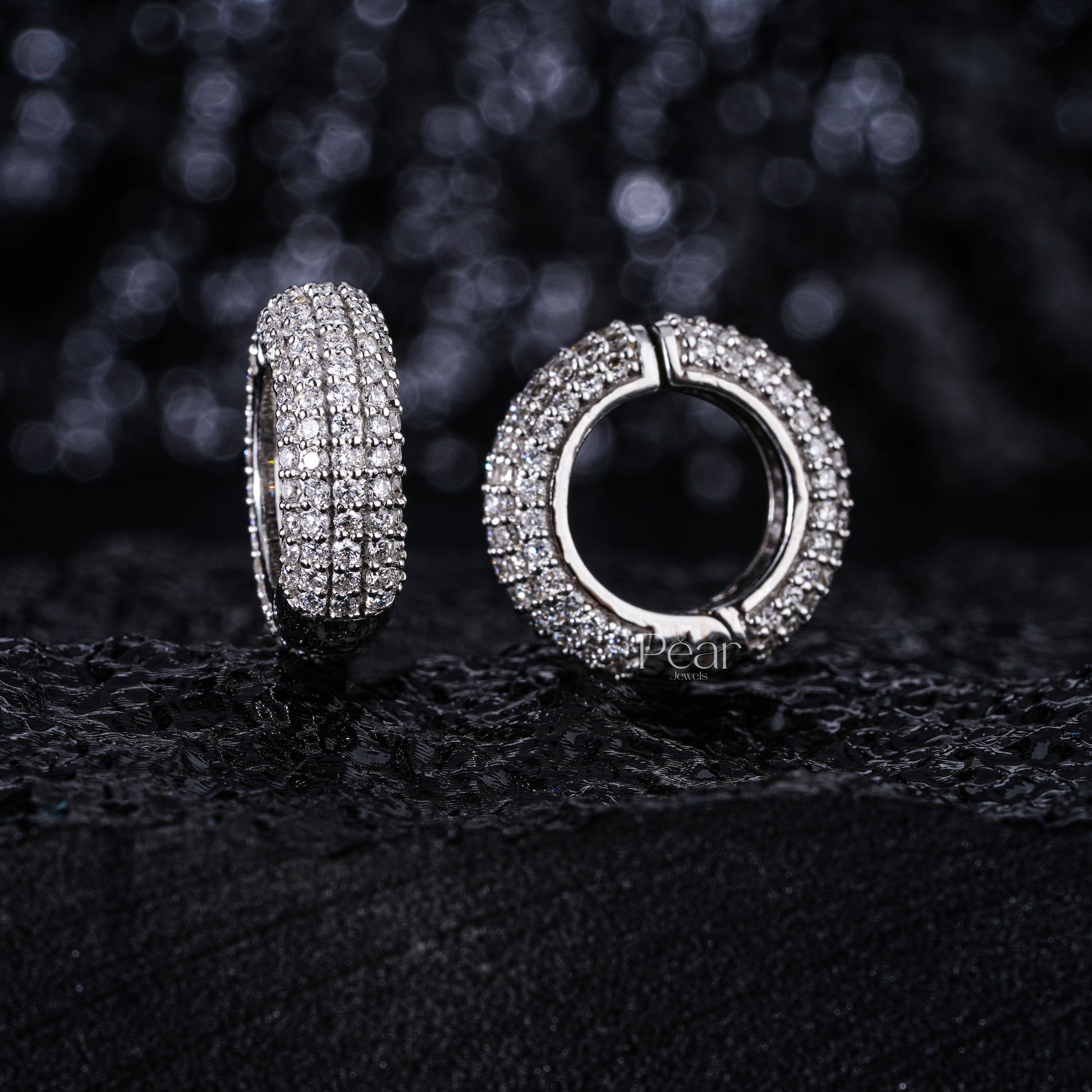 Round Diamond Hoop Labgrown Diamonds Earrings - Pear Jewels
