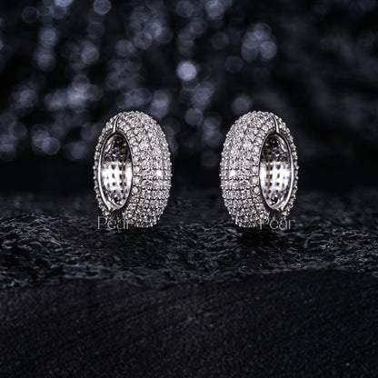 Round Diamond Hoop Labgrown Diamonds Earrings - Pear Jewels
