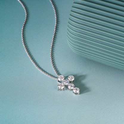 3.0ct Round Labgrown Diamond Cross pendant with Chain - Pear Jewels