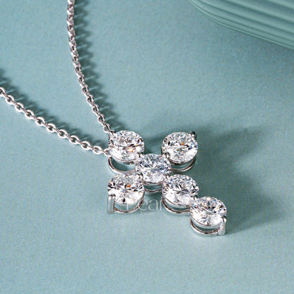 3.0ct Round Labgrown Diamond Cross pendant with Chain - Pear Jewels