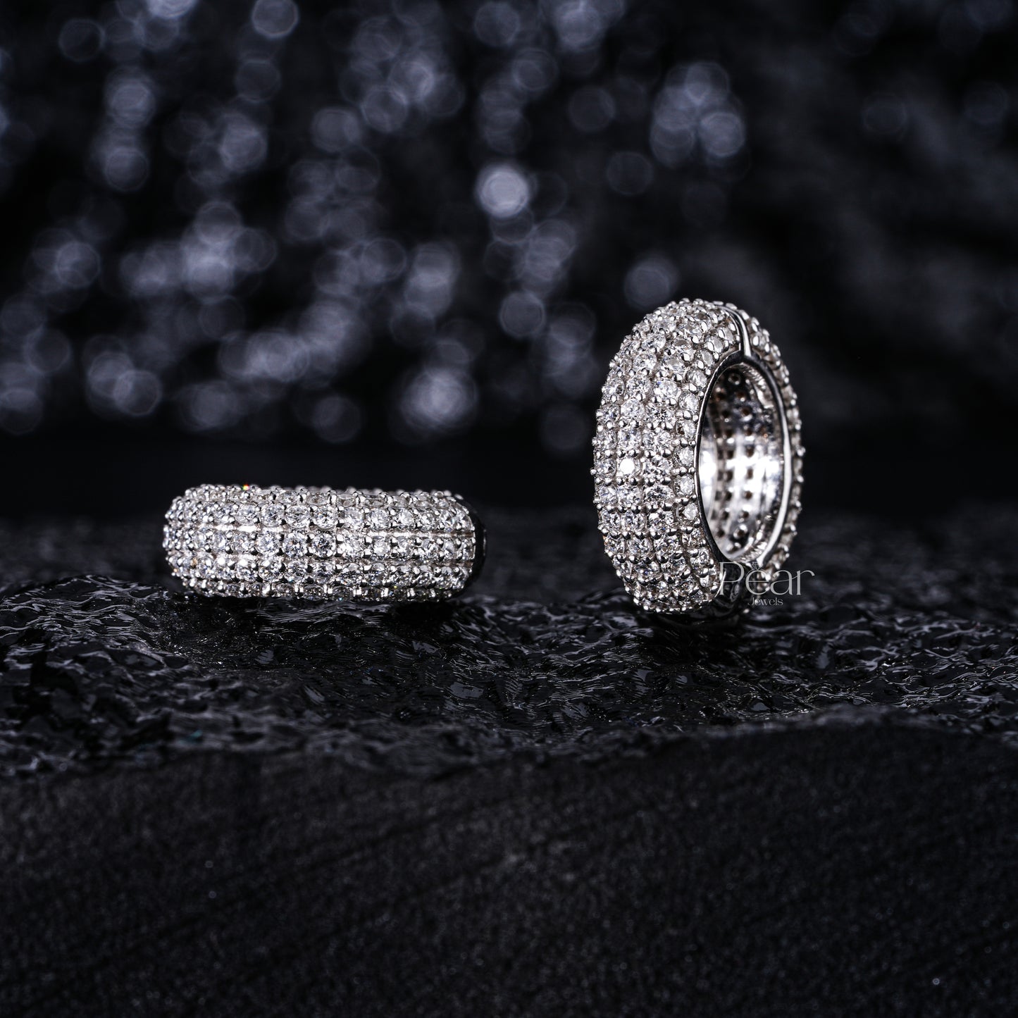 Round Diamond Hoop Labgrown Diamonds Earrings - Pear Jewels