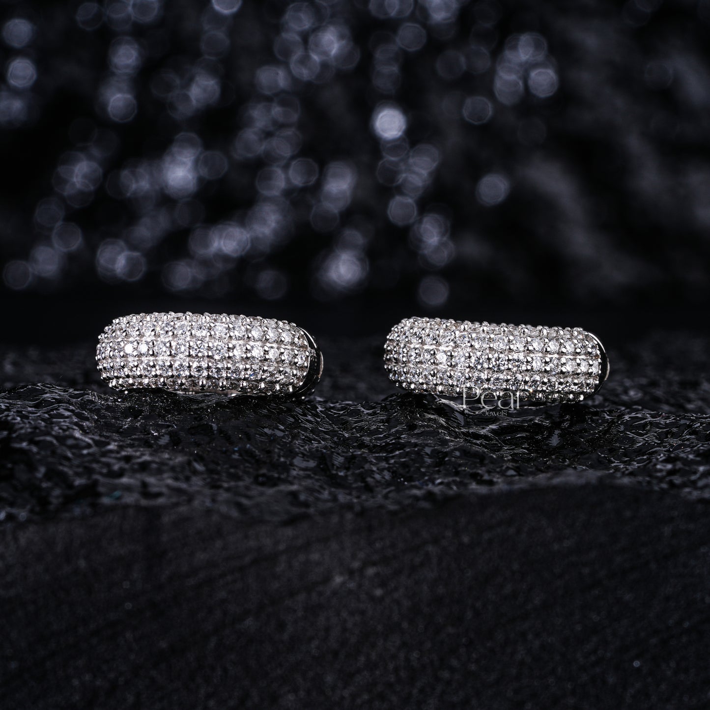 Round Diamond Hoop Labgrown Diamonds Earrings - Pear Jewels