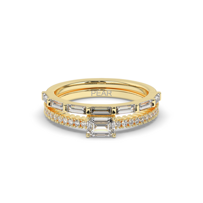 Vintage Baguette Lab-grown Diamond Wedding Band - Pear Jewels