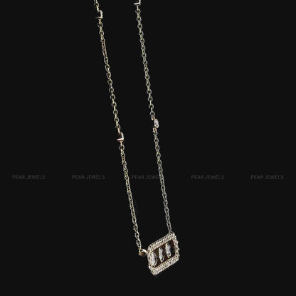 Round Brilliant Lab-Grown Diamond Station Chain Necklace
