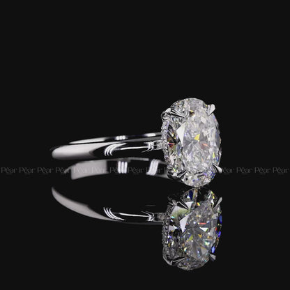2CT Oval Hidden Halo Lab-Grown Diamond Solitaire Ring