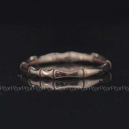 Bamboo Style Plain Gold Band Ring