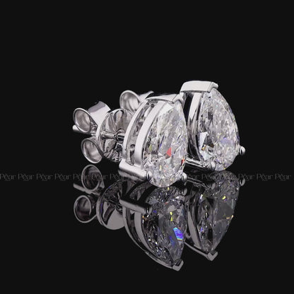 Pear Lab-Grown Diamond Stud Earrings – 2.00 TCW, D Colour, VVS2 Clarity