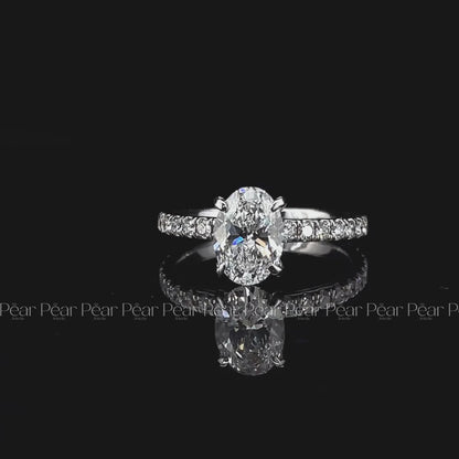 1ct Oval Natural Diamond Engagement Ring With Side Diamonds