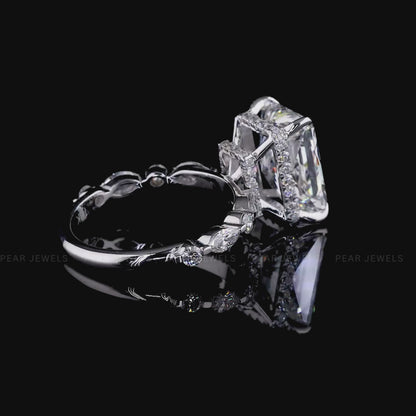 3.70CT Radiant Double Halo with Marquise & Round Lab-Grown Diamond Engagement Ring