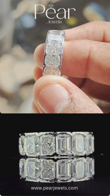 Eternity Ring Emerald and Radiant Labgrown Diamond Band