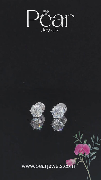 1ct each Solitaire Stud Round Lab grown Diamond Earrings