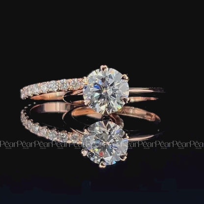 1.5ct Solitaire Ring With Round Eternity Wedding Band