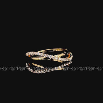 Crossover Round Lab Diamond Wedding Ring