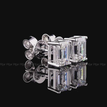 Emerald-Cut Lab-Grown Diamond Stud Earrings – 2TCW