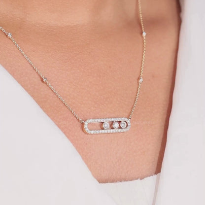 Round Brilliant Lab-Grown Diamond Station Chain Necklace