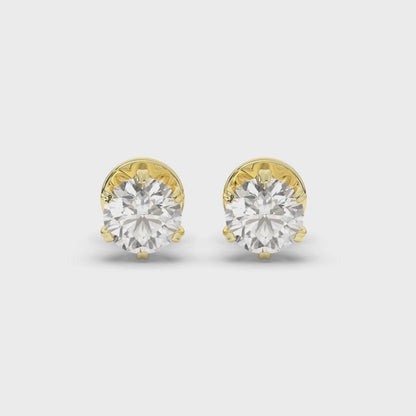 Classic Round Prong-Set Solitaire Lab-Grown Diamond Stud Earrings