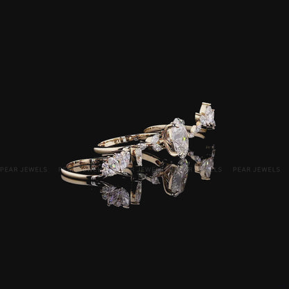 3.00Ct Oval Solitaire with Triple Marquise Stackable Lab-Grown Diamond Ring Set