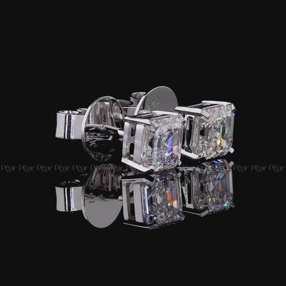 Asscher Lab-Grown Diamond Stud Earrings – 2.00 TCW, D Colour, VVS2 Clarity