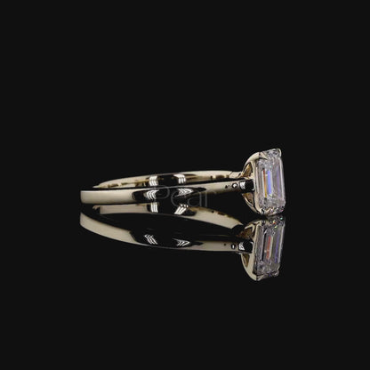 0.8ct Emerald Natural Diamond Solitaire Engagement Ring